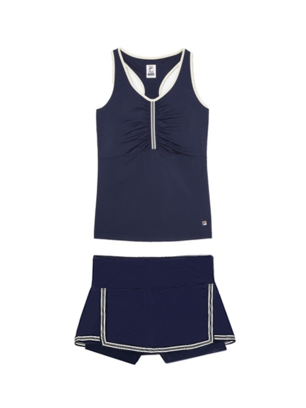 Fila Heritage Navy and Ecru Skort and Tank Top Tennis Set Size Medium EUC